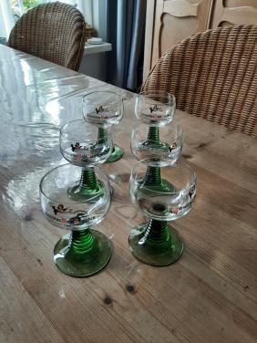 6 MOESEL - WIJNGLAZEN - KRISTAL - DIA 6 CM - HG 10,5 CM
