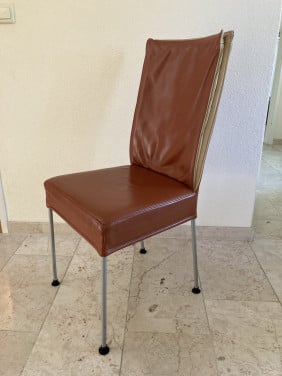 6 leren eetkamerstoelen