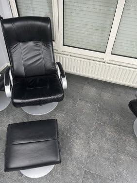 Relaxfauteuil zwart leer