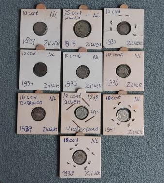 Zilver 9x Dubbeltjes 1x Kwartje 1897-1941
