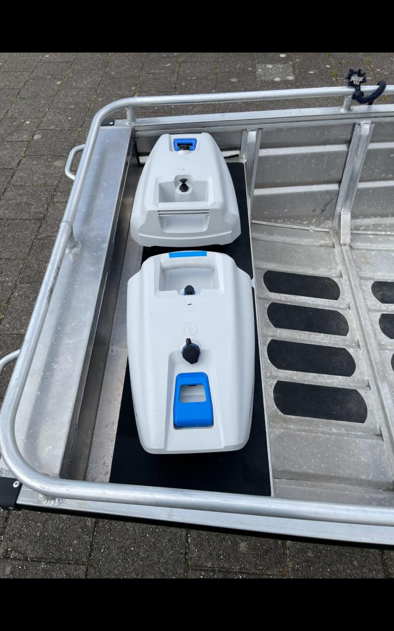 Aluminium boot - e-propulsoin motor - 2 accu's- popup dak