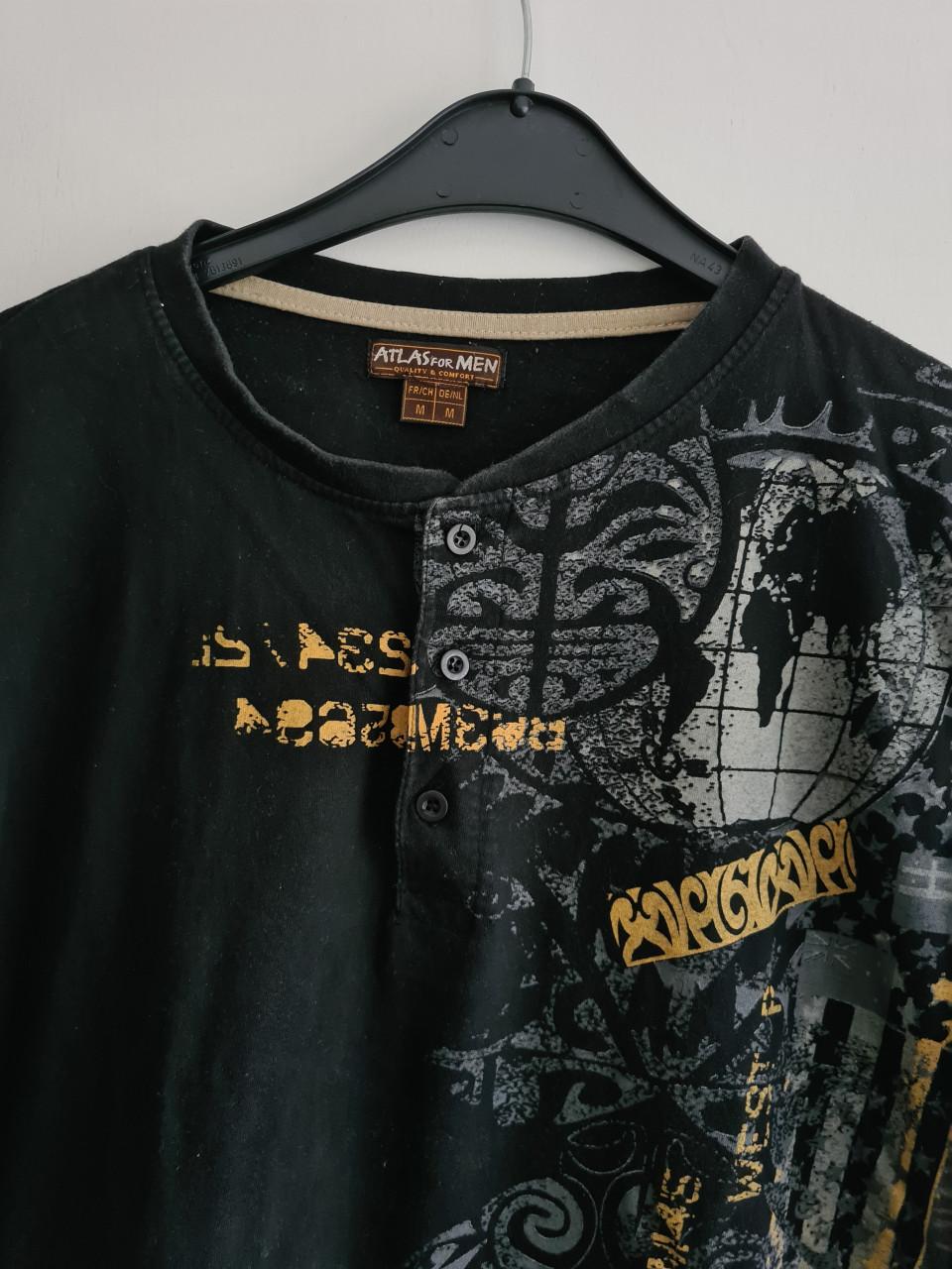 Zwart Atlas For Men T-shirt met een grafische print.  Maat M