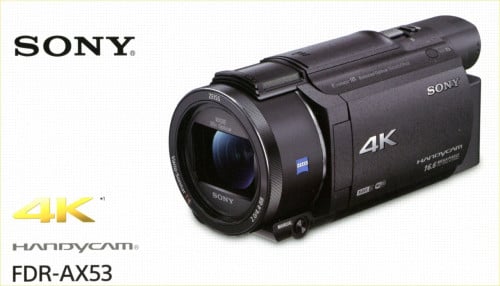 Sony FDR-AX53 4K camcorder + extra’s