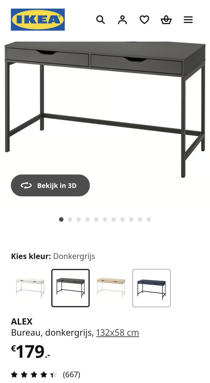 Bureau en bureaustoel antraciet