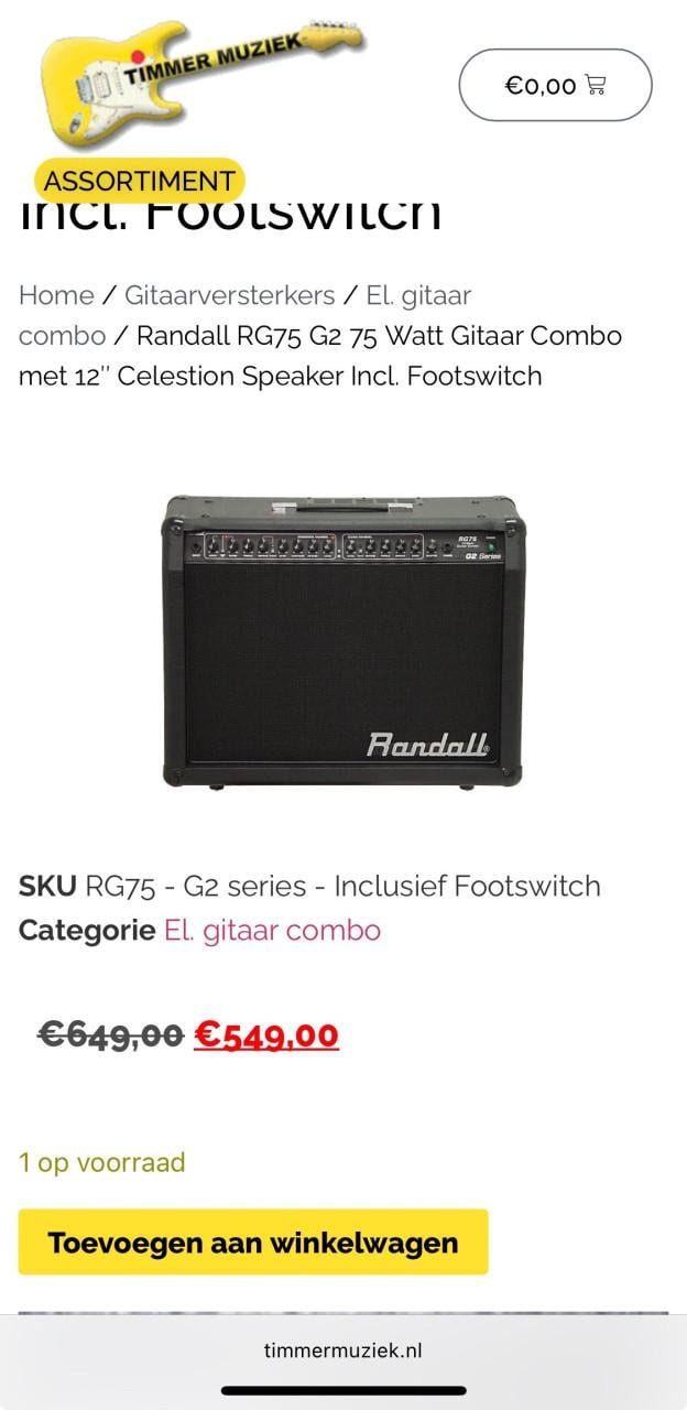 Randall rg75 gitaar combo