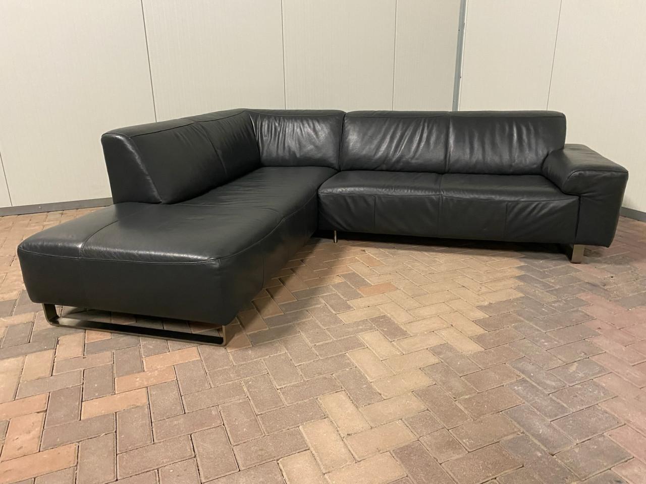 Zwart Antraciet Echt Leren Hoekbank - Gratis Levering NL