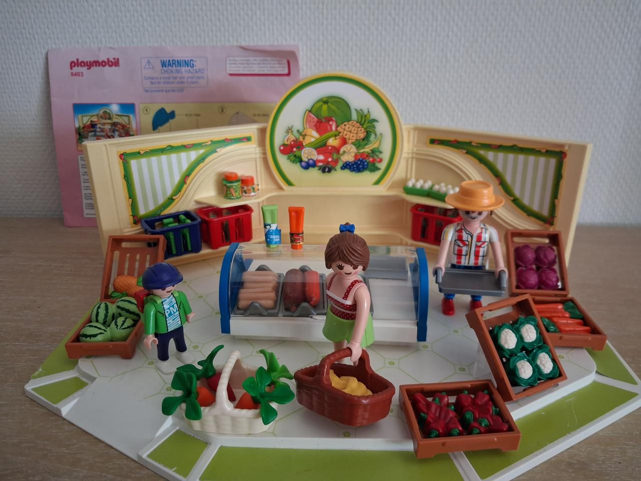 Playmobil winkel met fruit, groente, vlees, fris setnr 9403