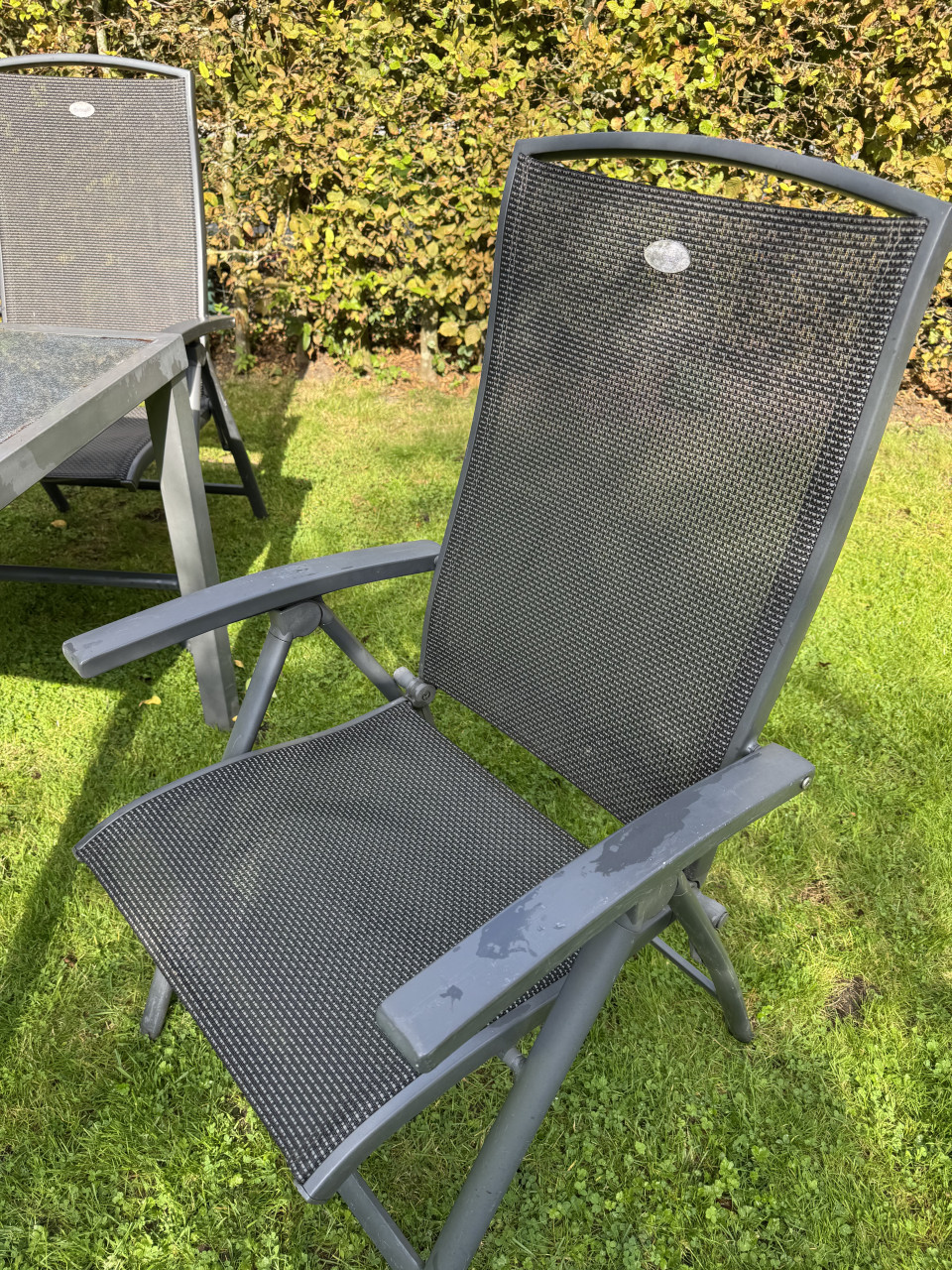 Hartman tuinset met 3 stoelen antraciet in goede staat