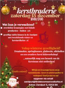 Kerstbraderie – Meld je aan  zaterdag 13 december Dorpshuis De Zandput