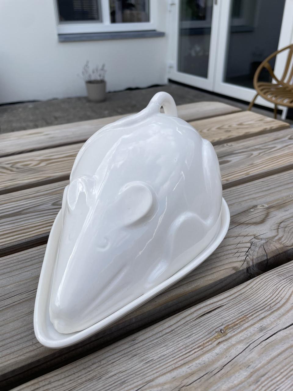 Vintage kaasstolp kaasschaal muis