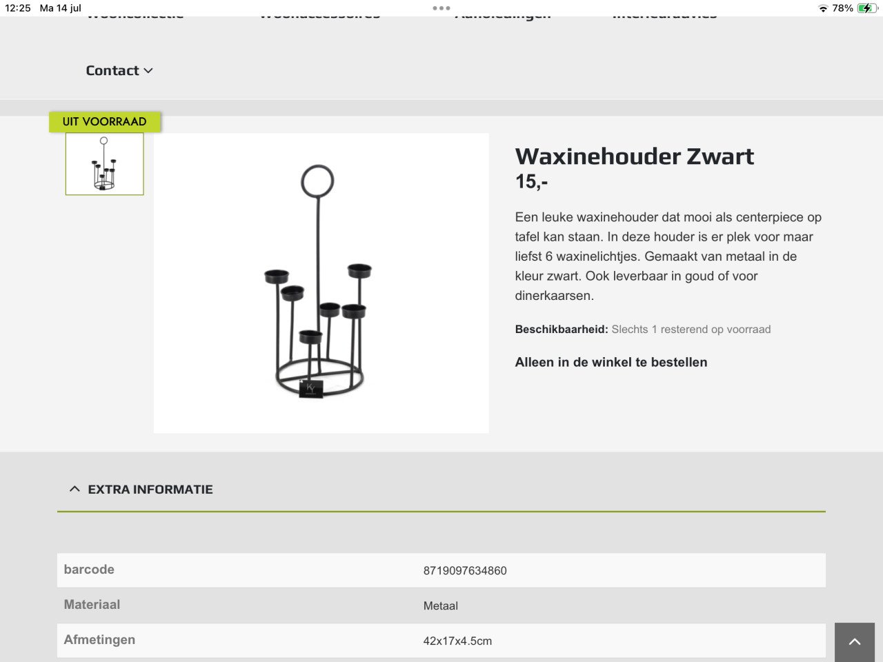 Decoratieve metalen Waxinelichthouder