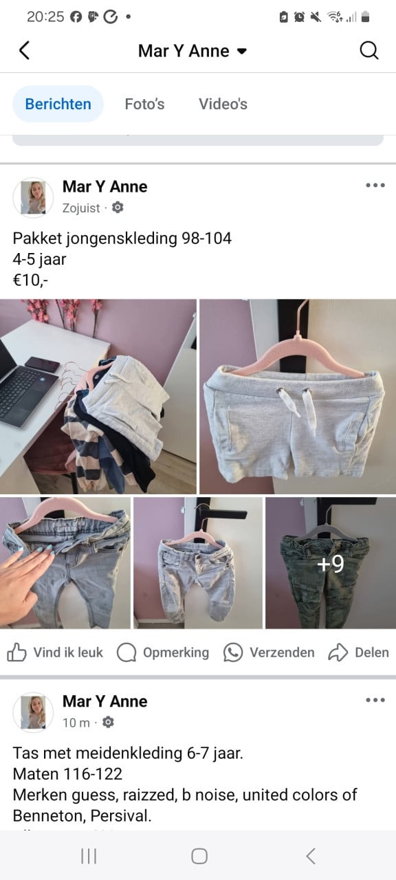 Tas met jongenskleding 98-104