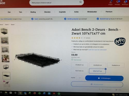 Nieuwe XL Adori hondenbench met all weather benchmat