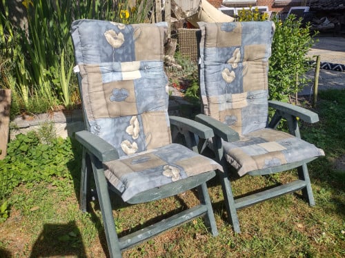 2x Jardin tuinstoel met kussen, gebruikte set. Standen stoel