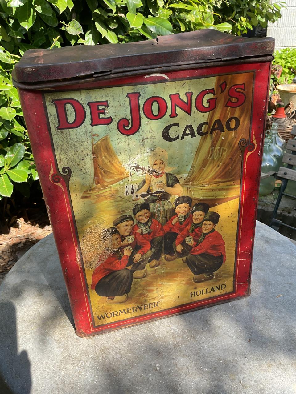 Antiek blik De Jong’s Cacao
