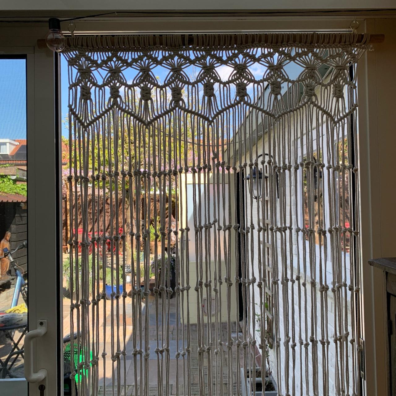 Vliegengordijn macramé offwhite