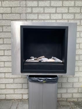 Bio ethanol open haard wandmodel met RVS rand