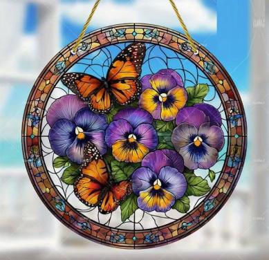 Raamhanger vlinder met bloemen