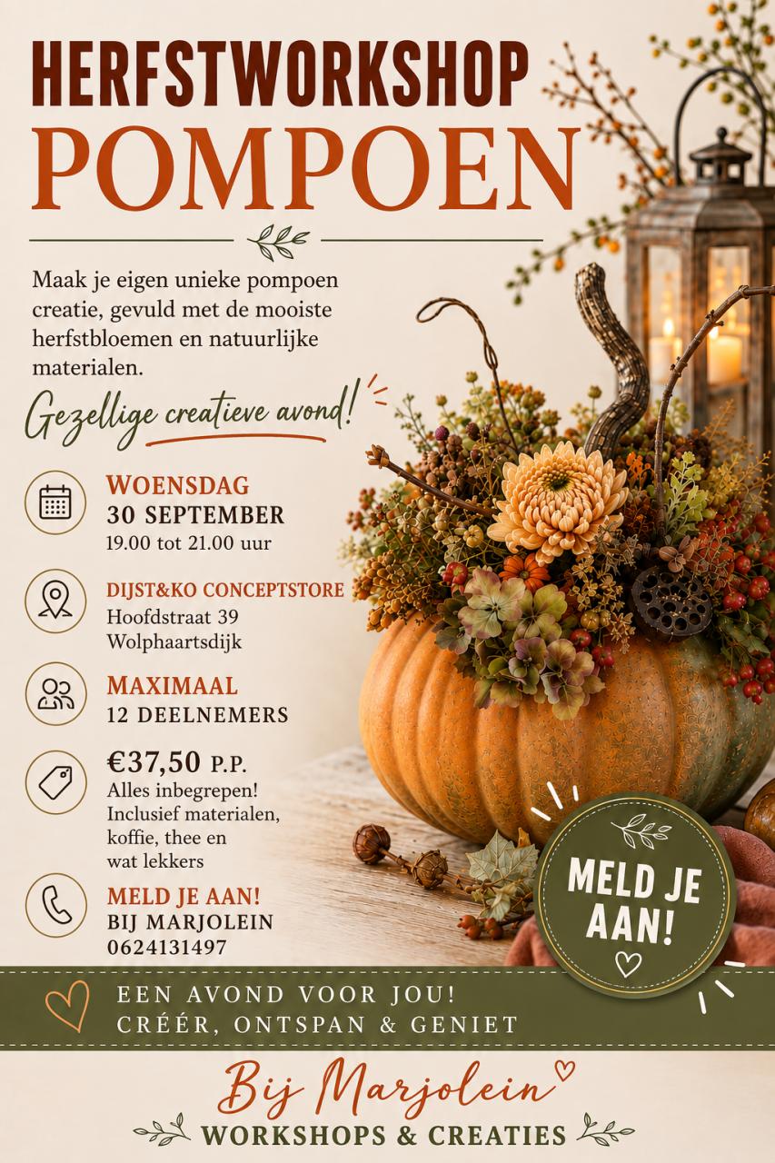 Zin in een gezellige herfstworkshop in Wolfhaartsdijk