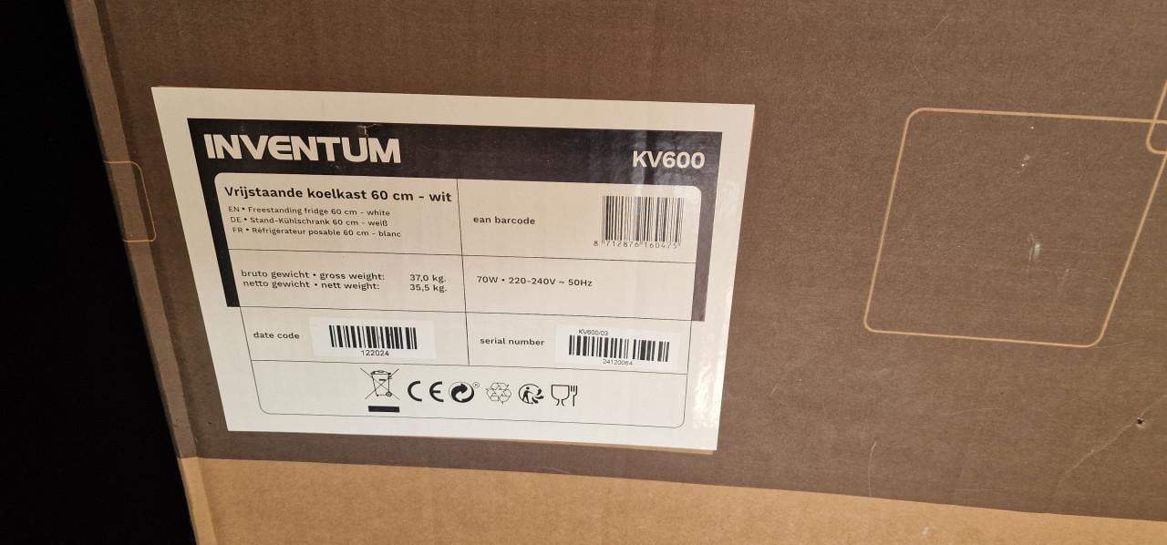 Koel/vries tafelmodel Inventum KV600