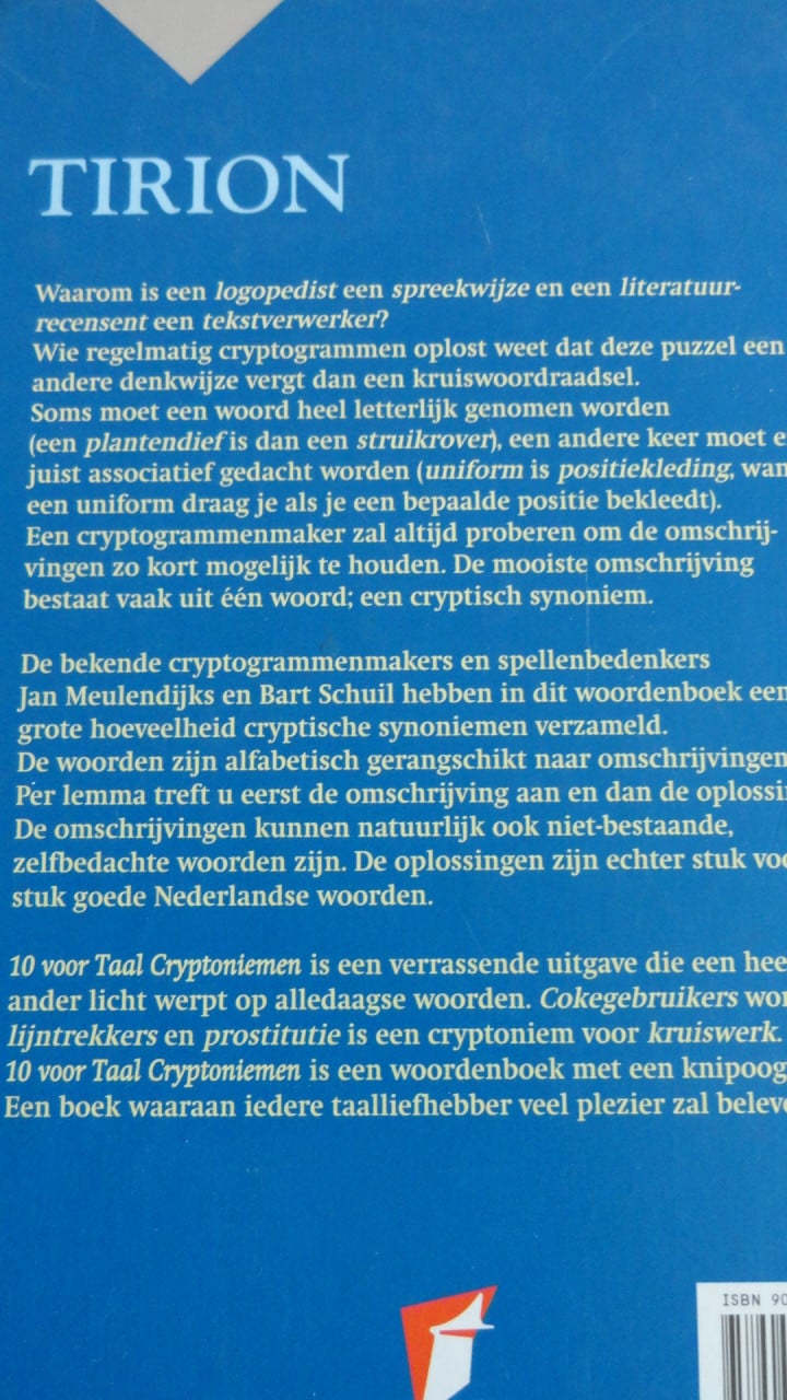 Cryptoniemen - Cryptogrammen en één woord gevat door Jan Meulendijks en Ba
