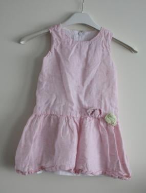 Roze jurk met 2 rozen bloemen maat 98