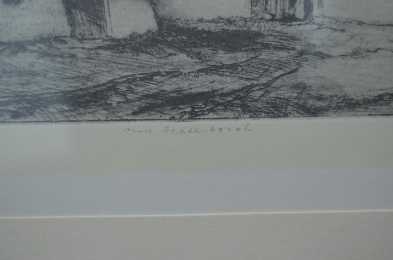 Chromolitho boerenwoning Oud Achterbosch Mol Dirk Baksteen