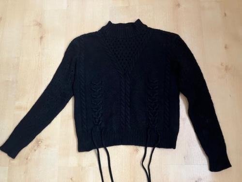 NIKKIE warme trui kabeltrui wol/katoen zwart maat 34 ZGAN