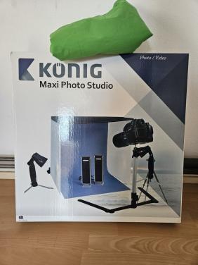 Fotostudio en groen achtergronddoek