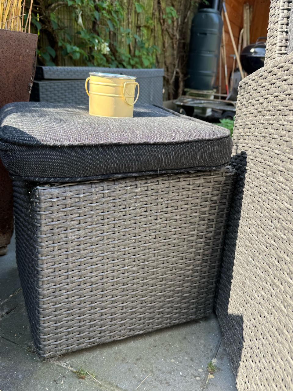 Tuinset loungeset antraciet | bank + 2 stoelen + tafel + 2 poefjes