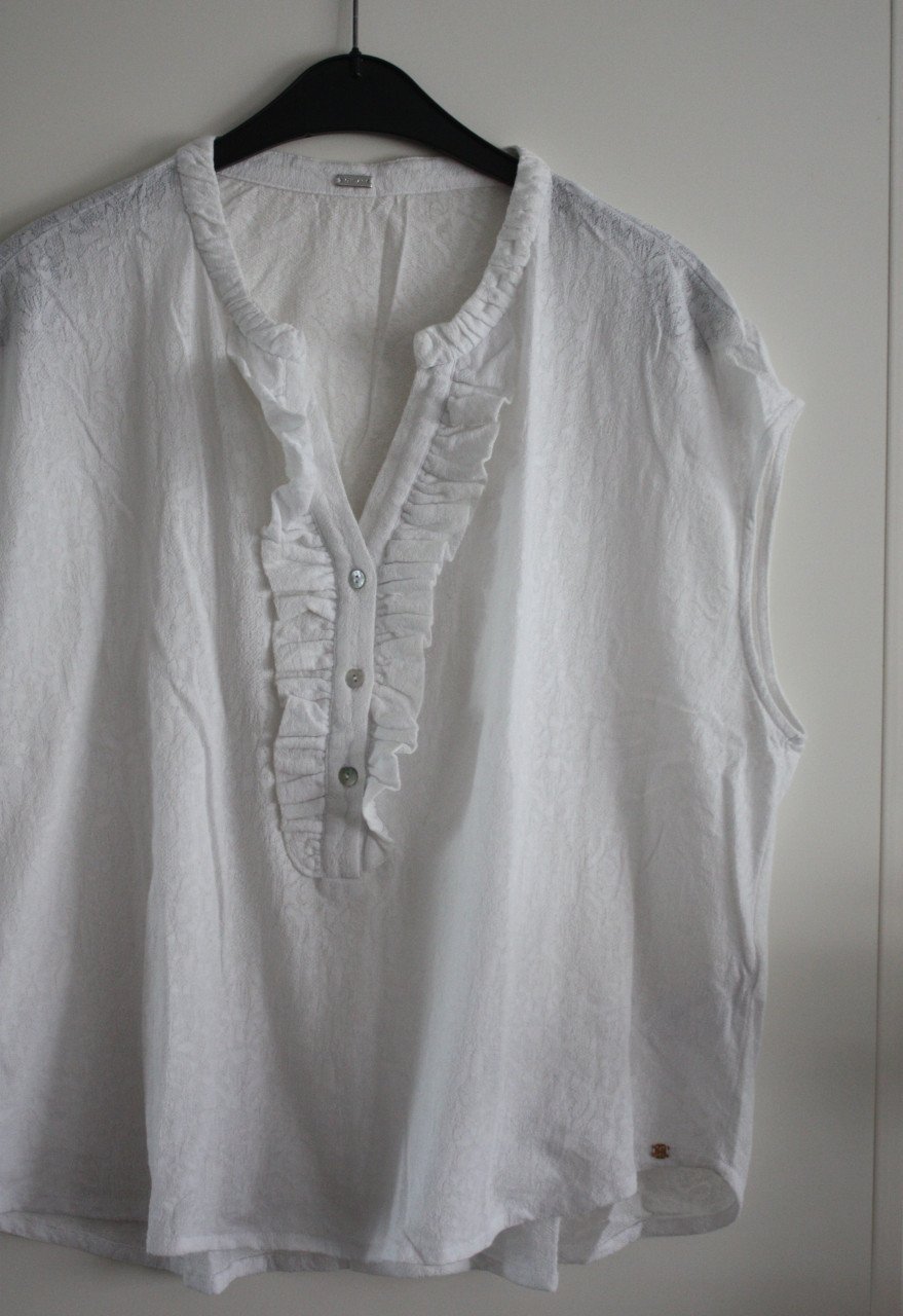 Blouse shirt wit met roushes maat maat xl
