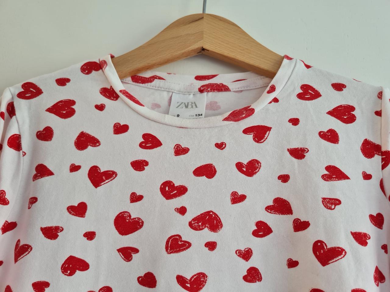 Zara Longsleeve Wit met Rode Hartjes - Maat 134