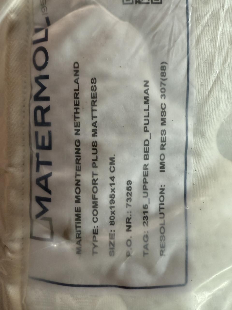 Nieuwe Matermoll matrassen 1/2 persoons