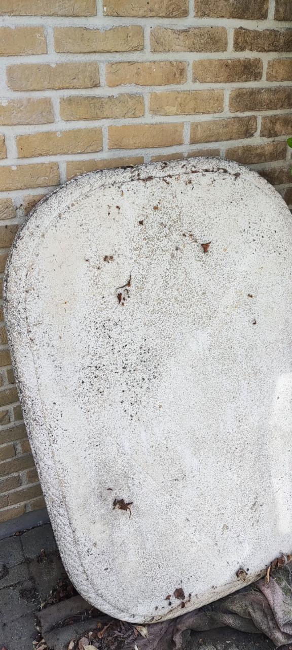Betonnen tuintafelblad, ovaal, zwaar gewapend beton, geen breuk