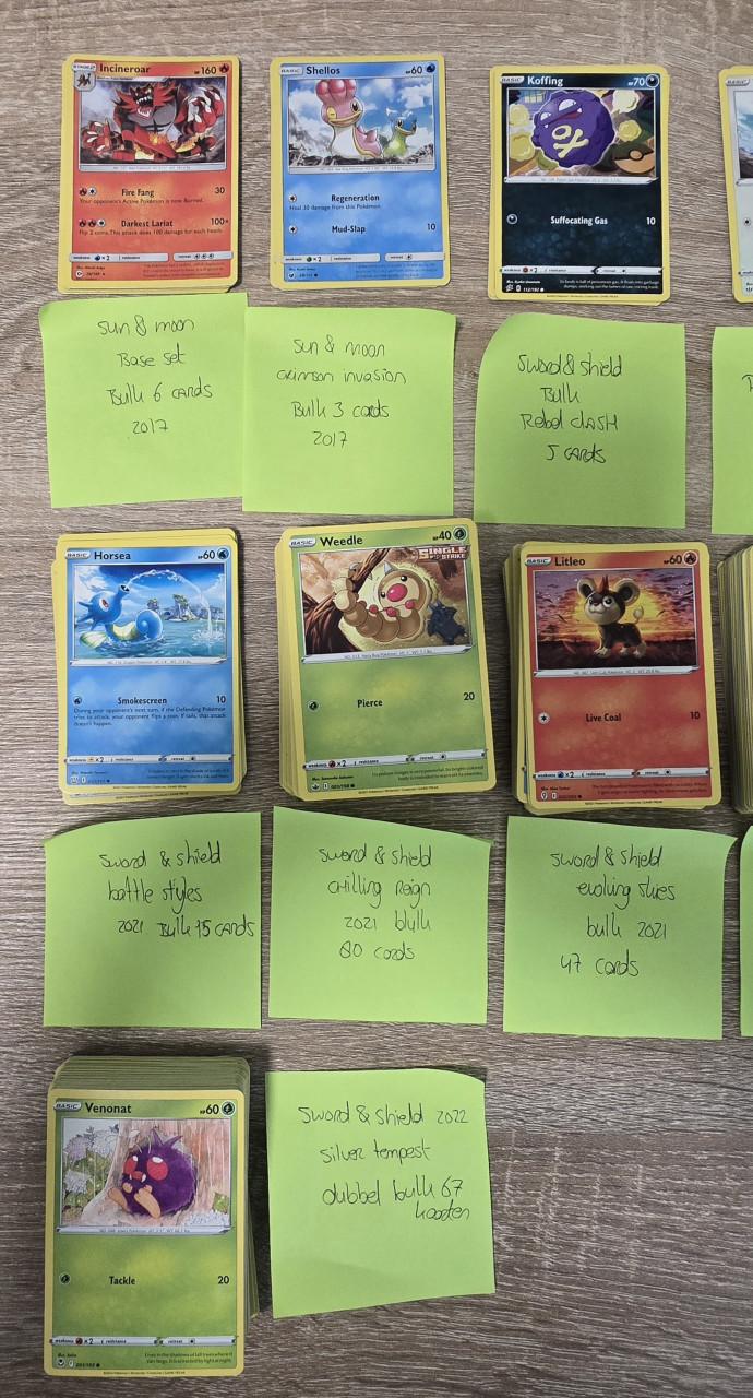 Bulk pokemon kaarten, uit 15 verschillende sets