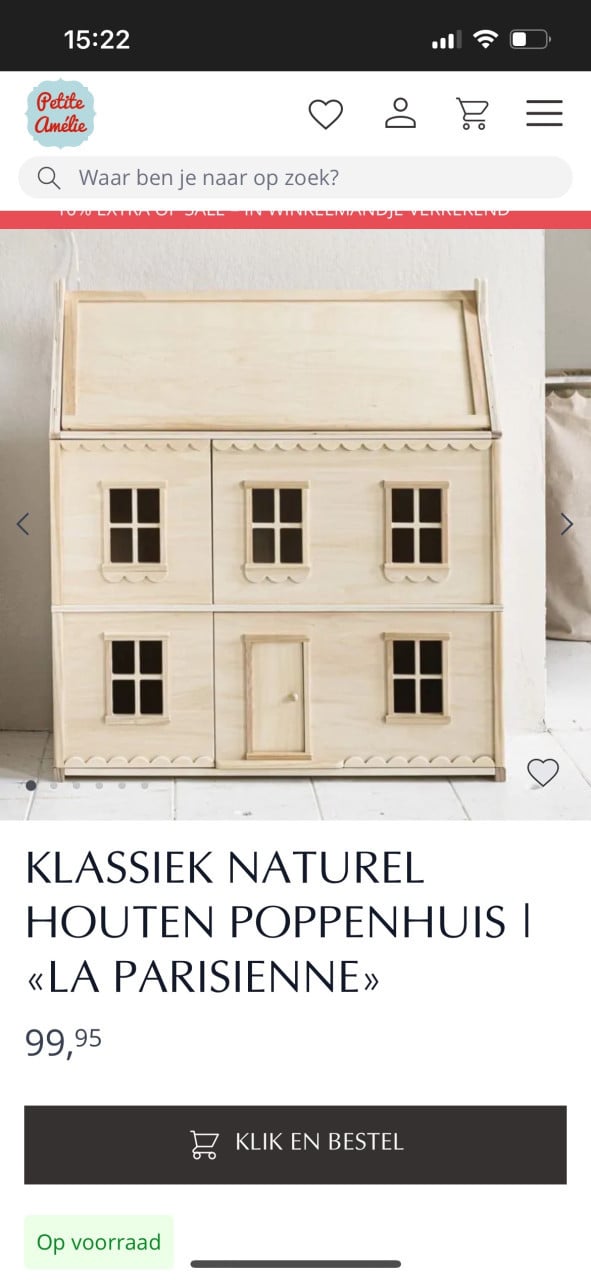 Houten poppenhuis inclusief meubeltjes en poppetjes
