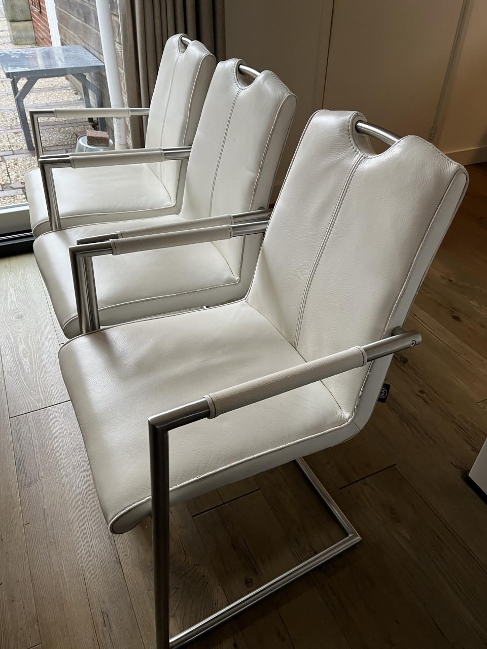 6 Lederen eetkamerstoelen merk HH