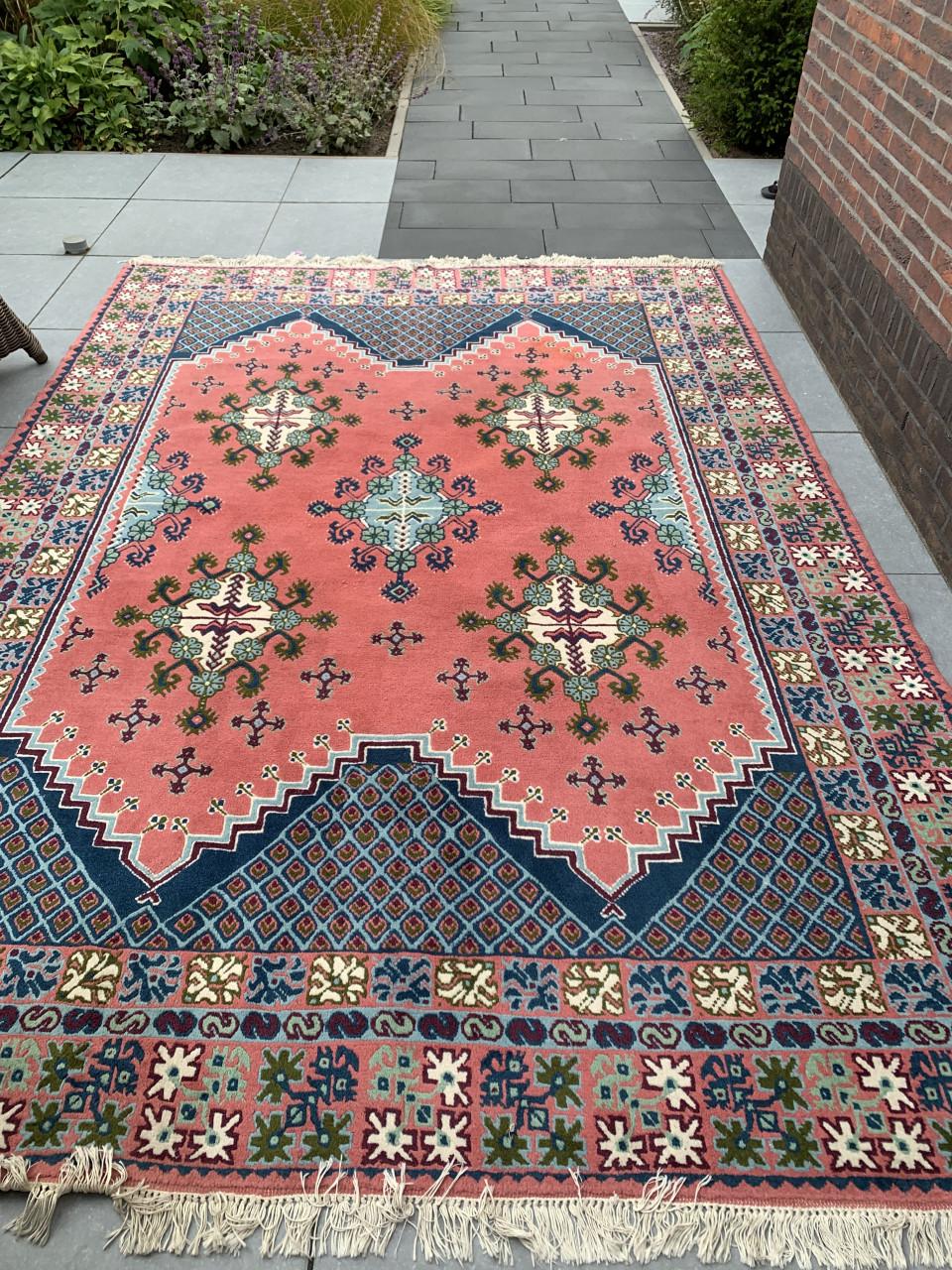 💐Prachtig Sfeervol Kleurrijk Handgeknoopt Vintage Vloerkleed💐