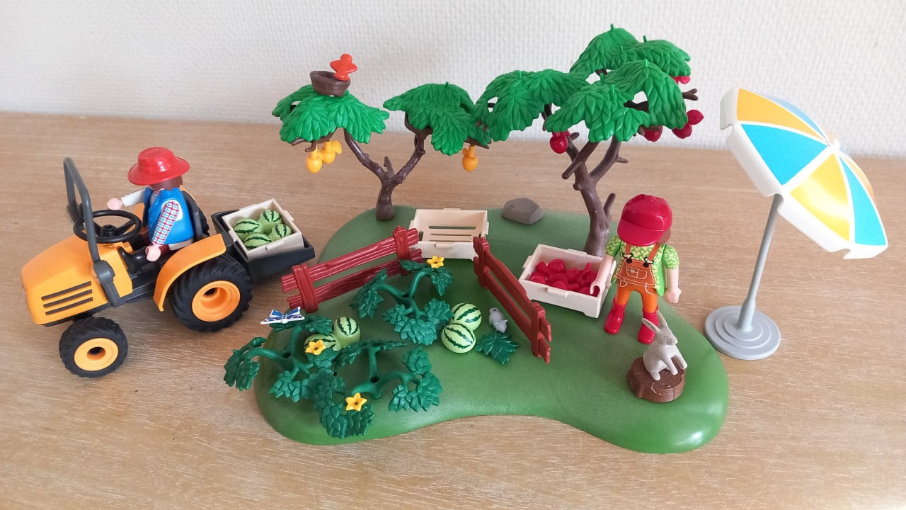 Playmobil trekkertje met meloen en appeloogst