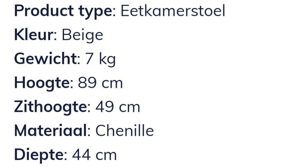 6 nieuwe eetkamerstoelen (nieuw in doos)