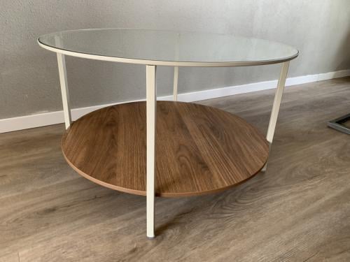 VITTSJÖ Salontafel, lichtbeige/glas, 75 cm