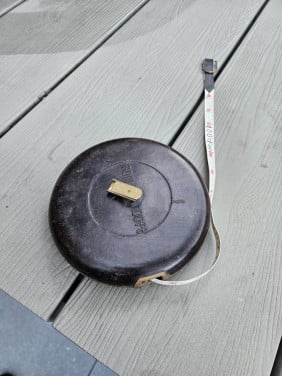 Prachtige grote antieke meetlint van bakeliet 30 m...