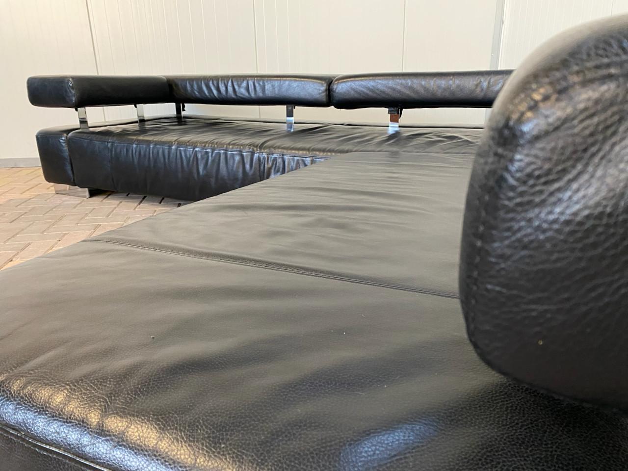 Bruhl Zwarte Leren Hoekbank-Ruime Lounge – Gratis Levering NL