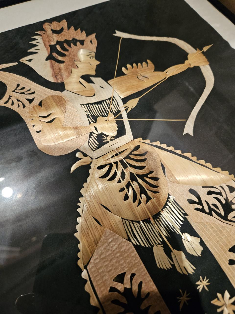 Set van 2 prachtige ingelijste kunstwerken: Boogschutters Indonesië