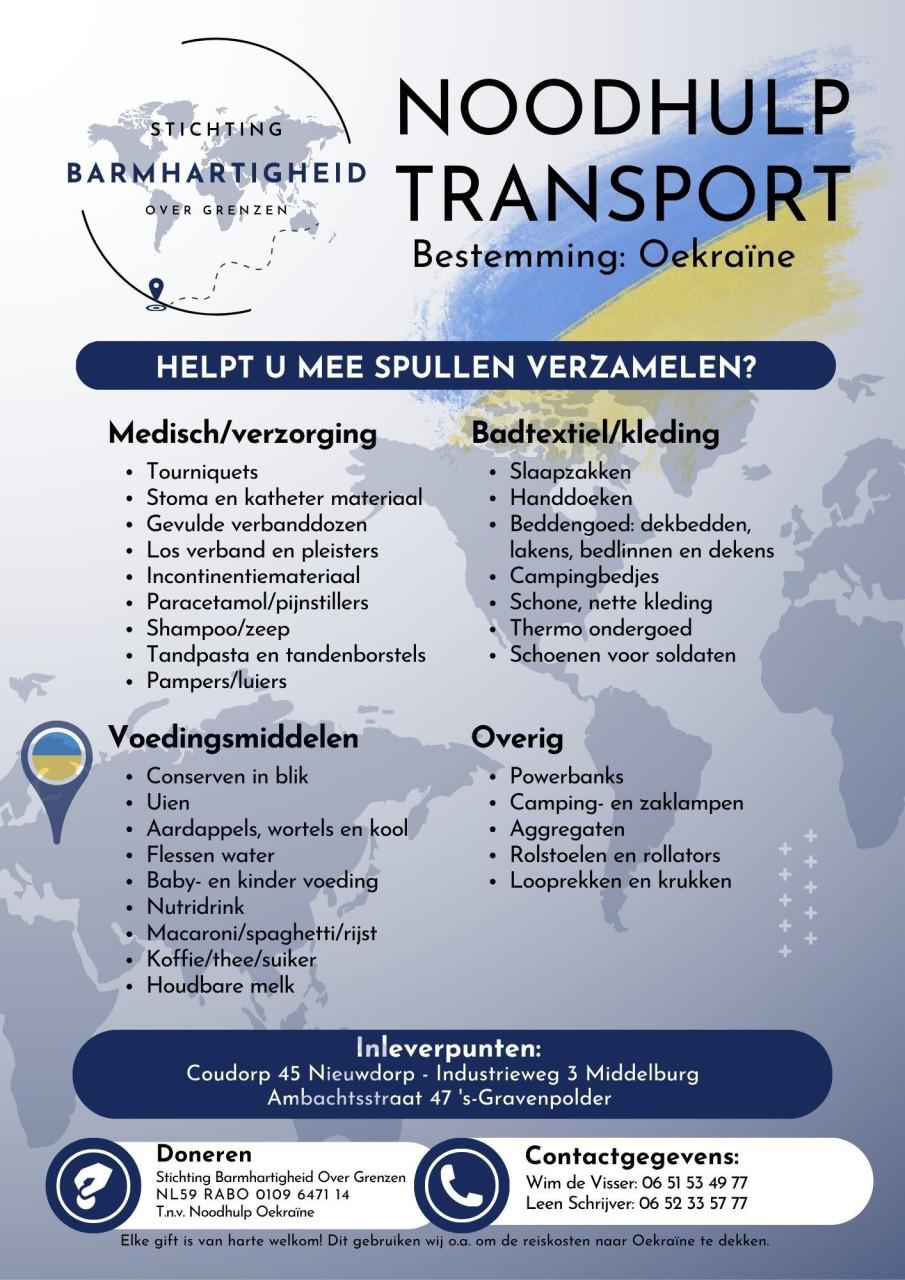 Inzameling hulptransport voor Oekraïne