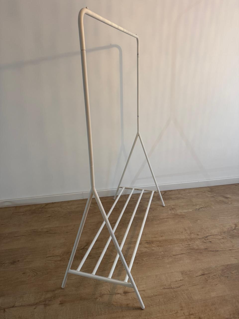 Stalen kledingrek, wit, poedergecoat, stevig, 110 x 155 x 50, top staat