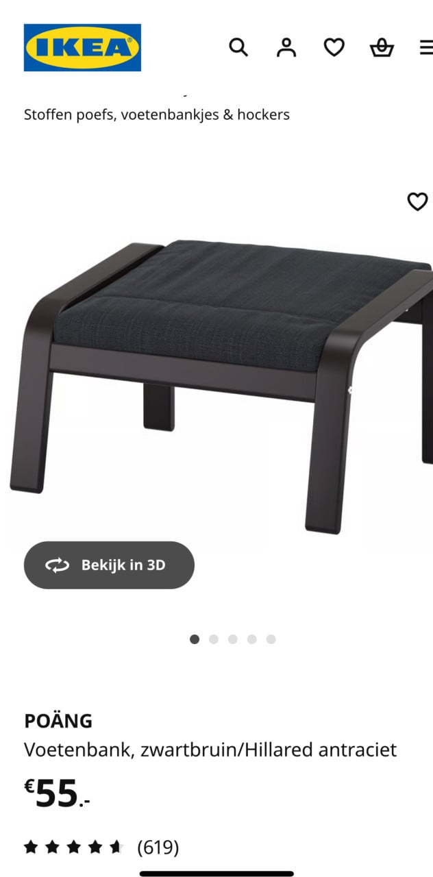 ZETEL POÄNG ANTRACIET 2x IKEA zetel antraciet met voetenbank