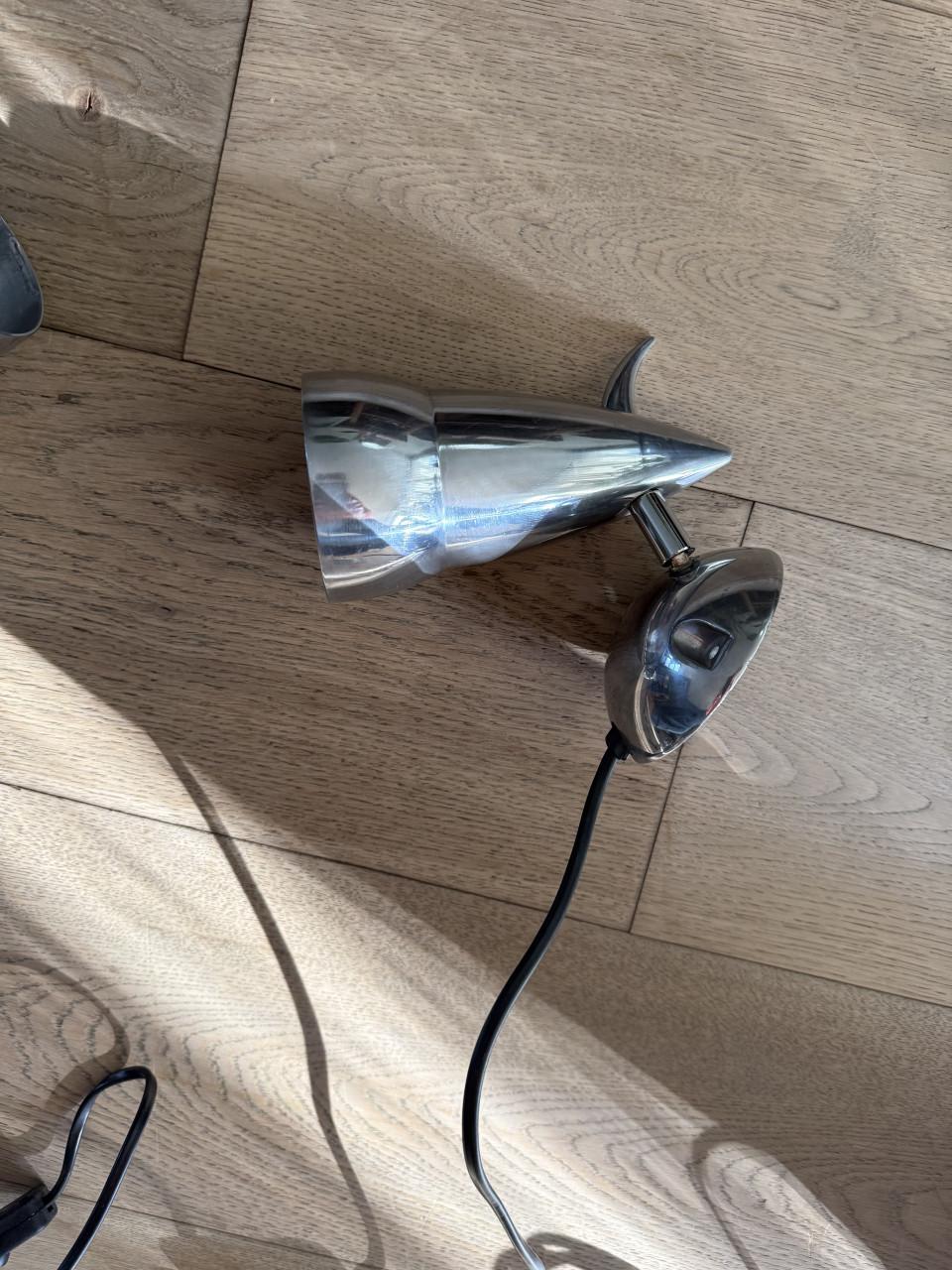 Vintage chromen spots Ettore Sottsass en Verner Panton