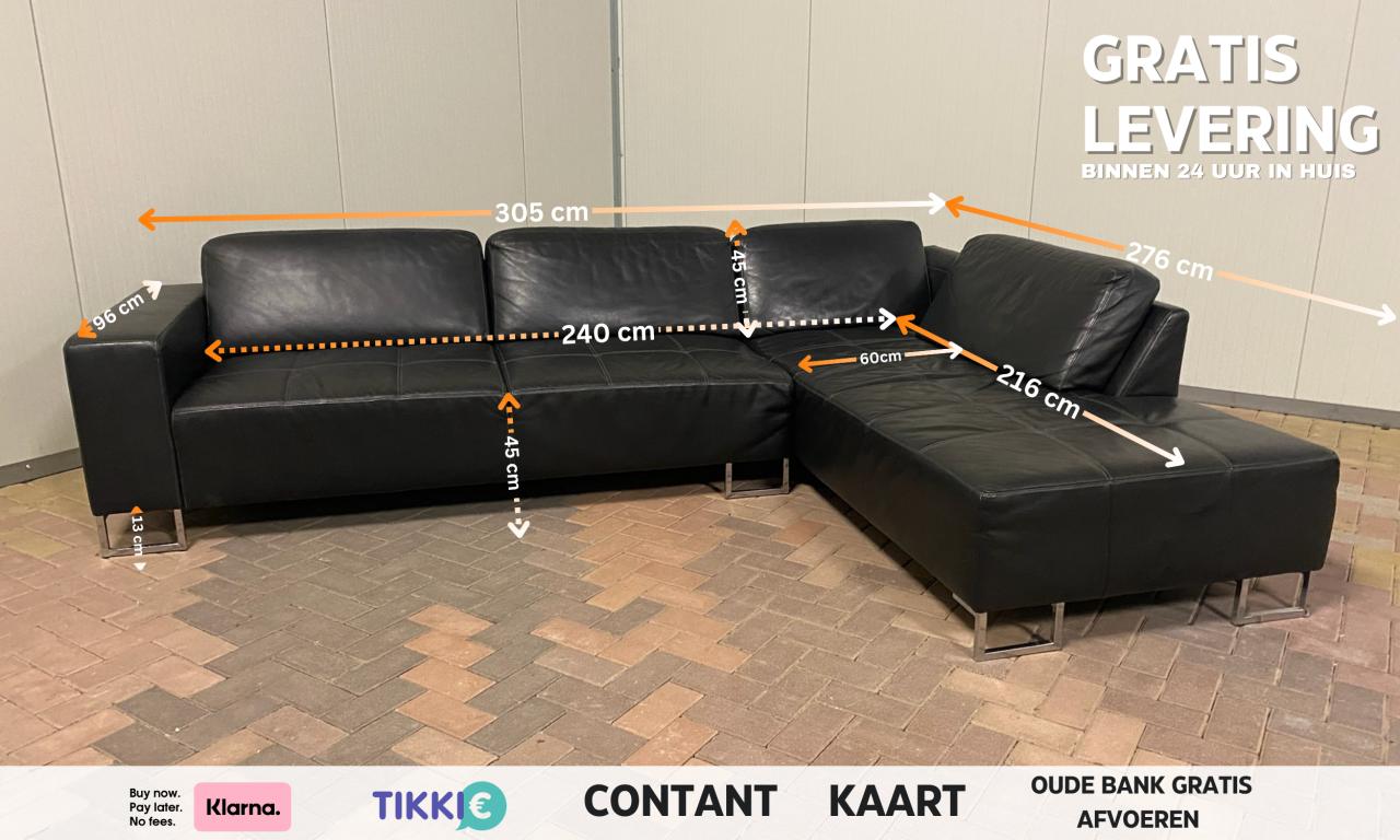 Piet Klerkx Grote Leren Hoekbank– Ruime Hoekcomfort-Gratis Levering NL