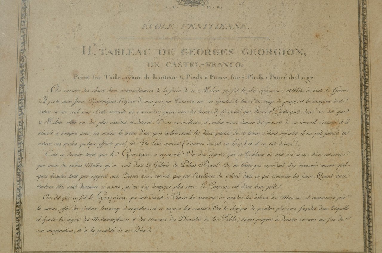 Franse gravure 'Milon le Crotoniate' coll. Duc d'Orleans
